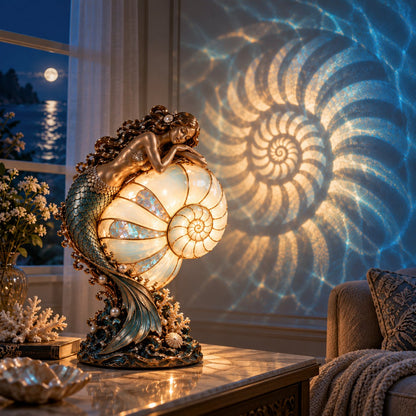 🧜‍♀️ Moon-Tide Mermaid Nautilus Lamp