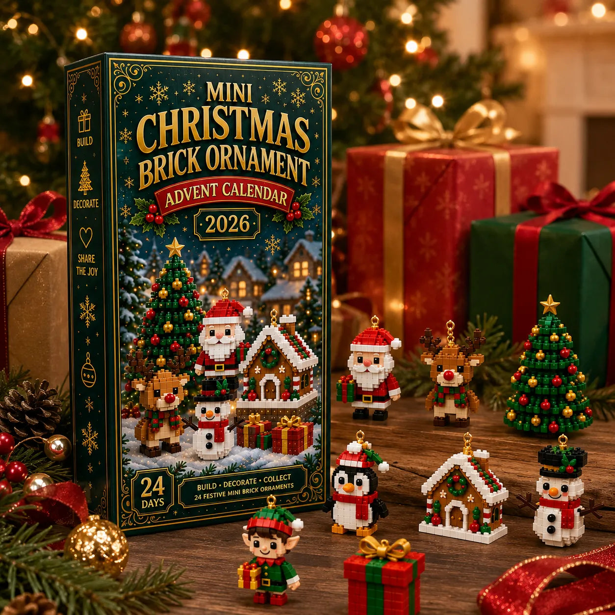 ⏳ Last Day 49% OFF – 🎄24-Day Mini Christmas Brick Ornament Advent Calendar