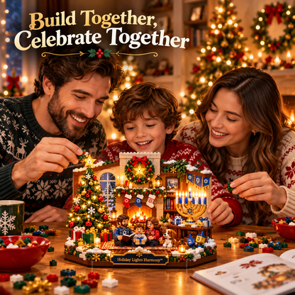 🥰Hot Sale🎄 Holiday Lights Harmony™ – Christmas & Hanukkah Light-Up Family Building Set