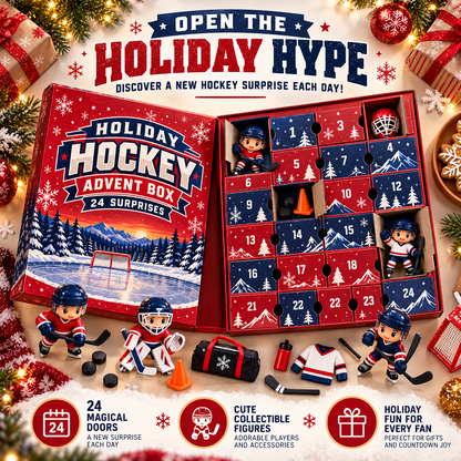 🎄 PuckJoy™ Hockey Advent Calendar – Christmas Ice Hockey Surprise Gift Box for Fans