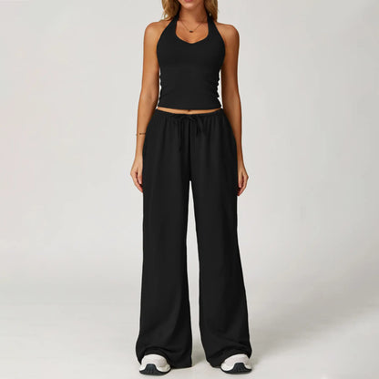 Women's 2-Piece Athleisure Outfits - Polyester-Silk Fitted Summervibe Sweatsuit