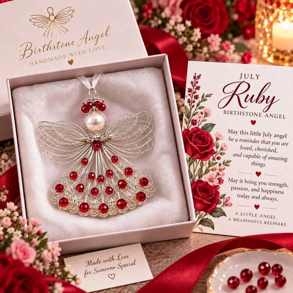 👼Handmade Birthstone Angel Wire Ornament |12 Meaningful Birthstone Colors with Keepsake Card ✨