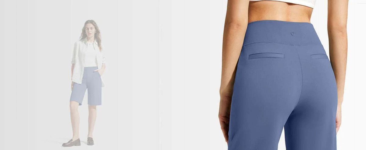🩳 ✨ Women's Stretch Walking Shorts – 4-Way Stretch, High-Rise, Knee-Length 🚶‍♀️