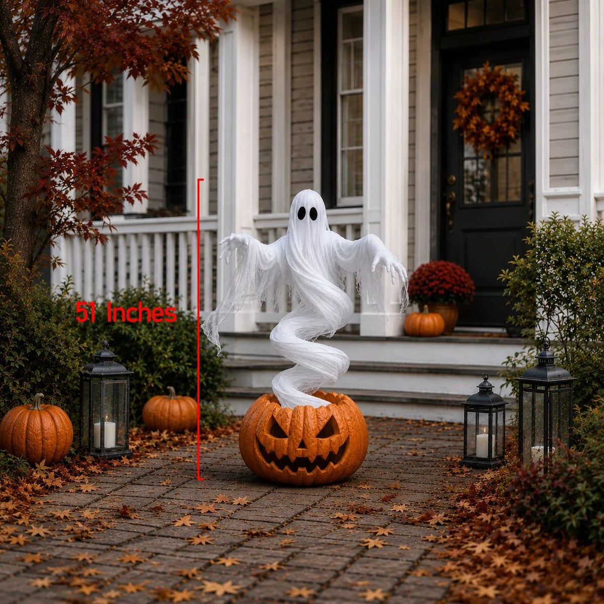 Ghost Pumpkin Yard Lamp size