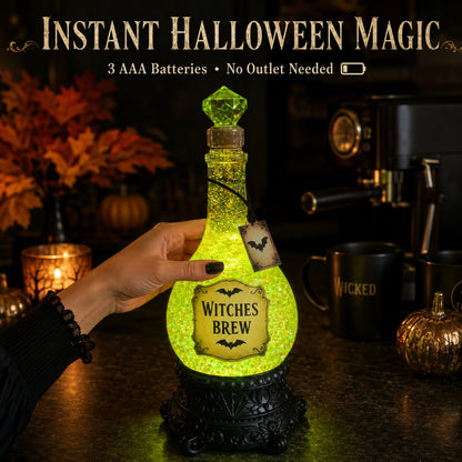 🔥Last Day 49% OFF -🧙✨Lighted Witches’ Brew Poison Bottle Glitter Globe(✨Same as the video)