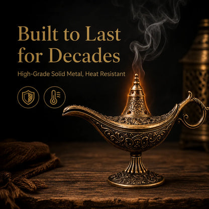 🔥Vintage Aladdin Genie Lamp Incense Holder🎁42 Sandalwood Chips Free