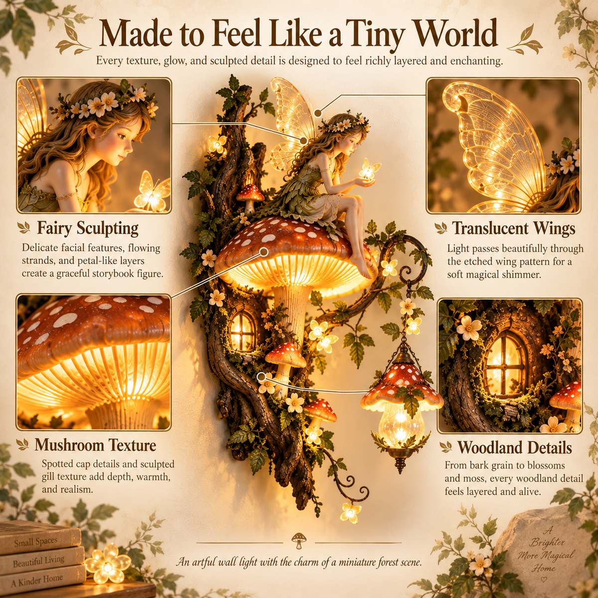 ⏰Last Day 50% OFF🧚✨ Enchanted Mushroom Fairy Wall Light 🍄🌿
