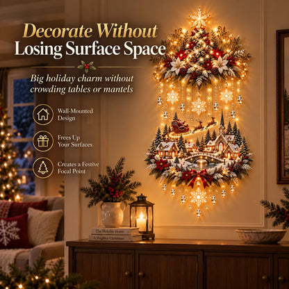 🎄 Illuminated Christmas Tree & Village Wall Hanging