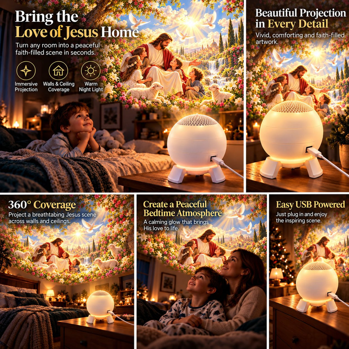 ⏰Today Only -49% OFF🔥✝️ Jesus Loves the Little Children 5D Projection Light – Fill Your Home With Christ’s Love & Heavenly Peace