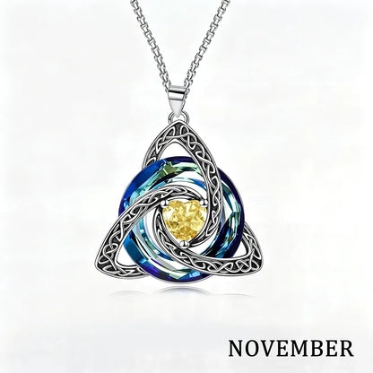 💎 12 Birthstone Celtic Knot Necklace for Women – Personalized Birth Month Jewelry Gift