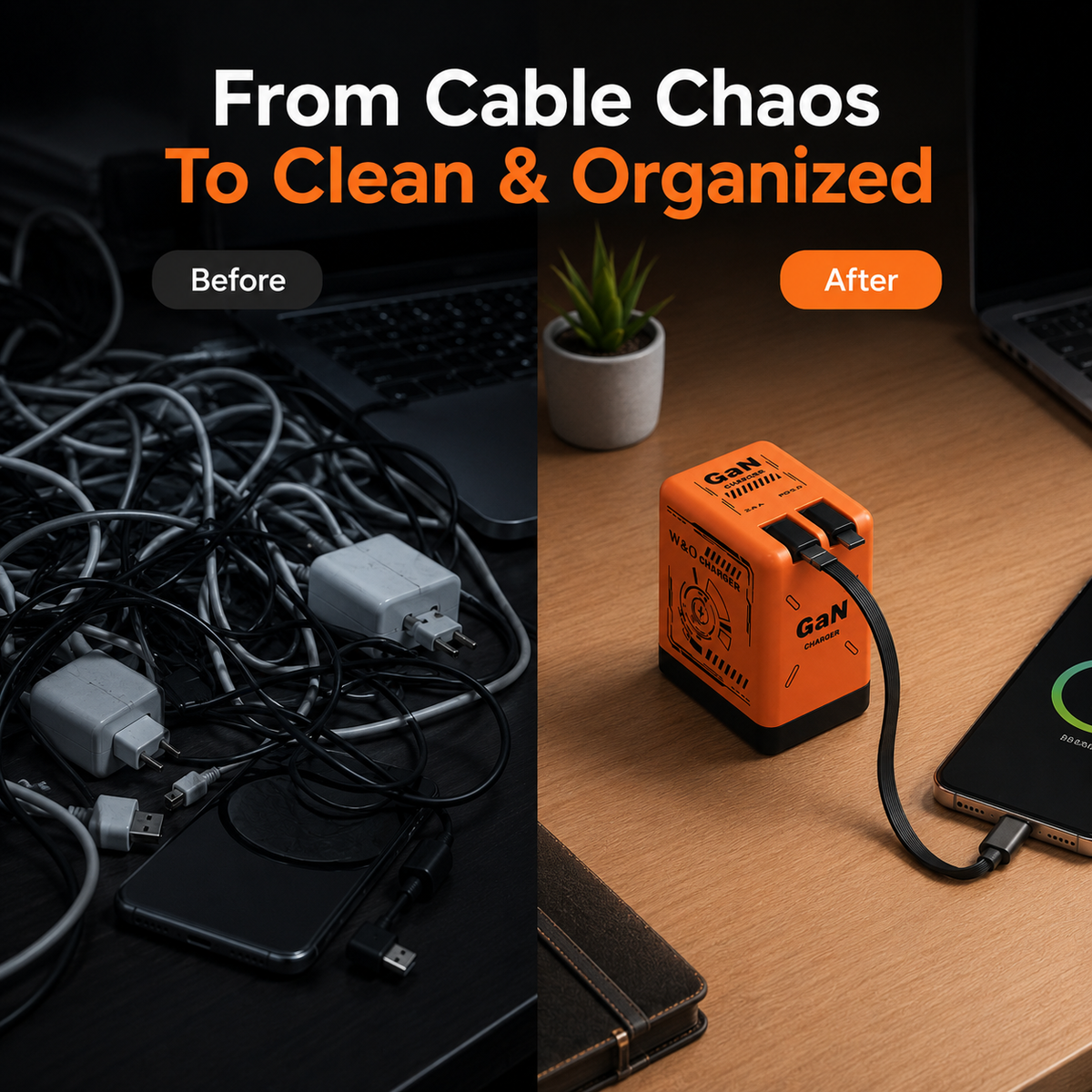 ⚡Retractable Charging Cable – Compact Self-Winding Cable for Travel, Desk & Everyday Use