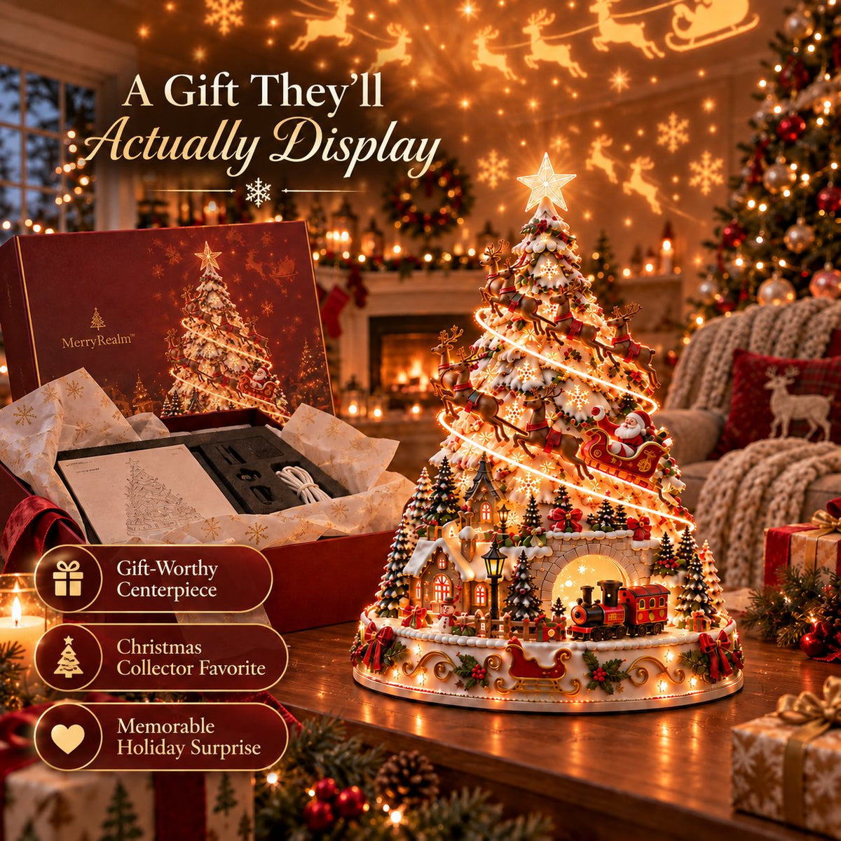 🌟 49% OFF🎄MerryRealm Christmas Village Lightscape Tree