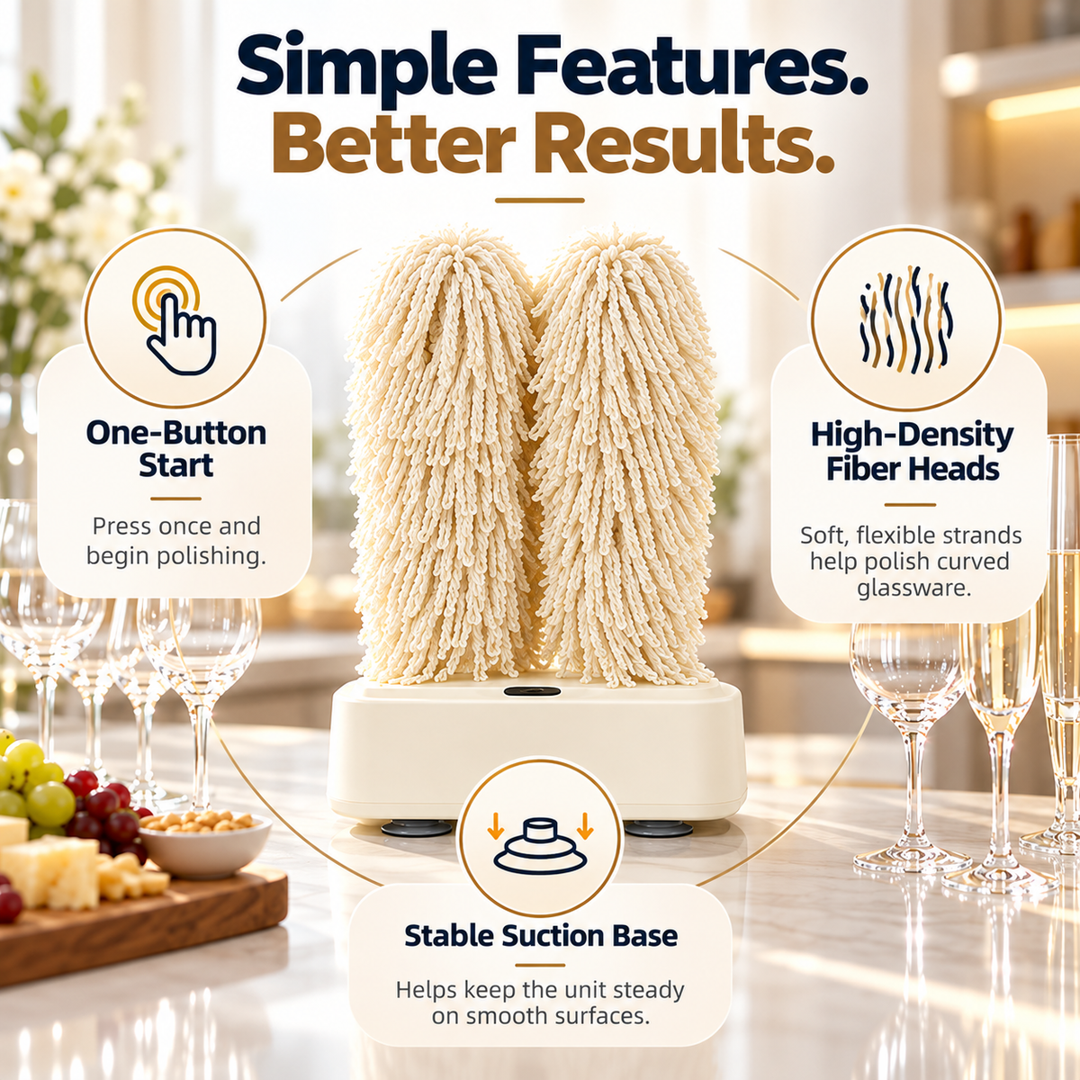 🍷 Electric Wine Glass Polisher & Dryer – Dual-Head Automatic Glassware Polishing Machine