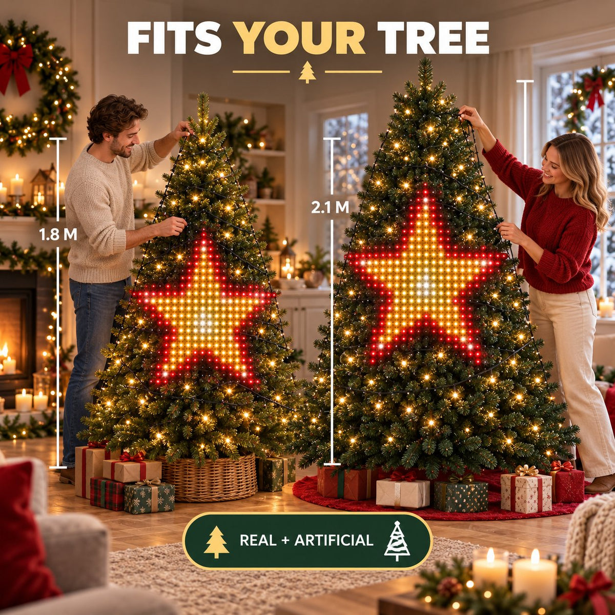 🎅 Smart Pixel Christmas Tree Lights – Custom Animations, Text & Timer | No WiFi Needed🎄
