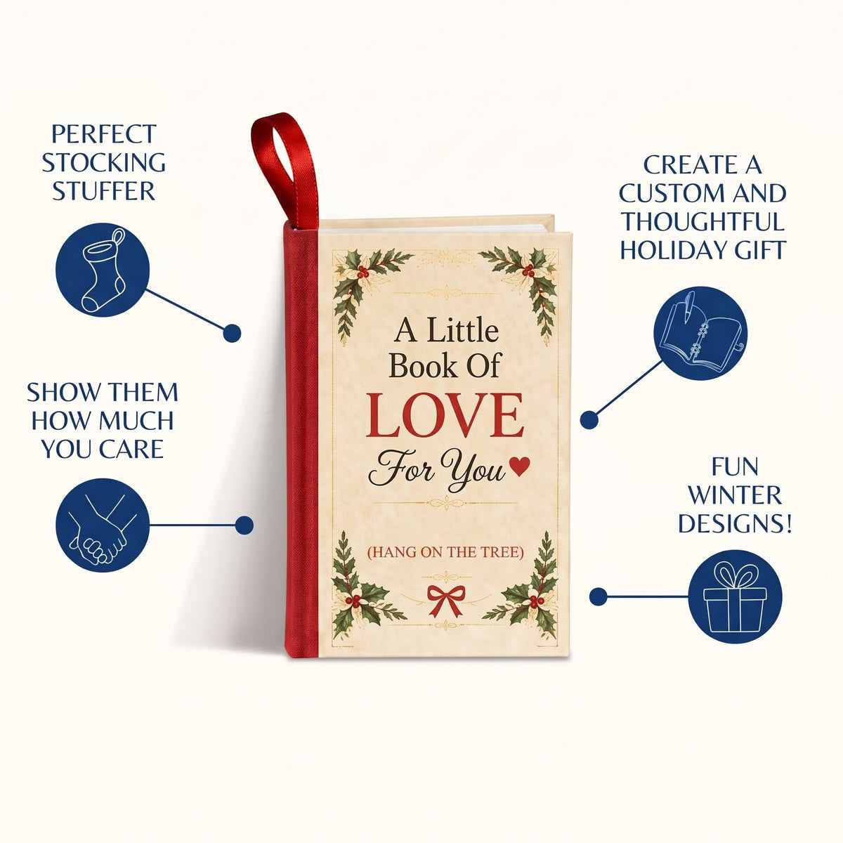 ❤️A Little Book Of LOVE For You (HANG ON THE TREE) 📖 Hardcover Christmas Tree Ornament 🎄🎀