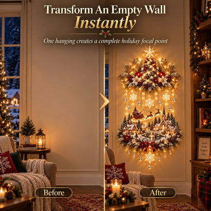 🎄 Illuminated Christmas Tree & Village Wall Hanging