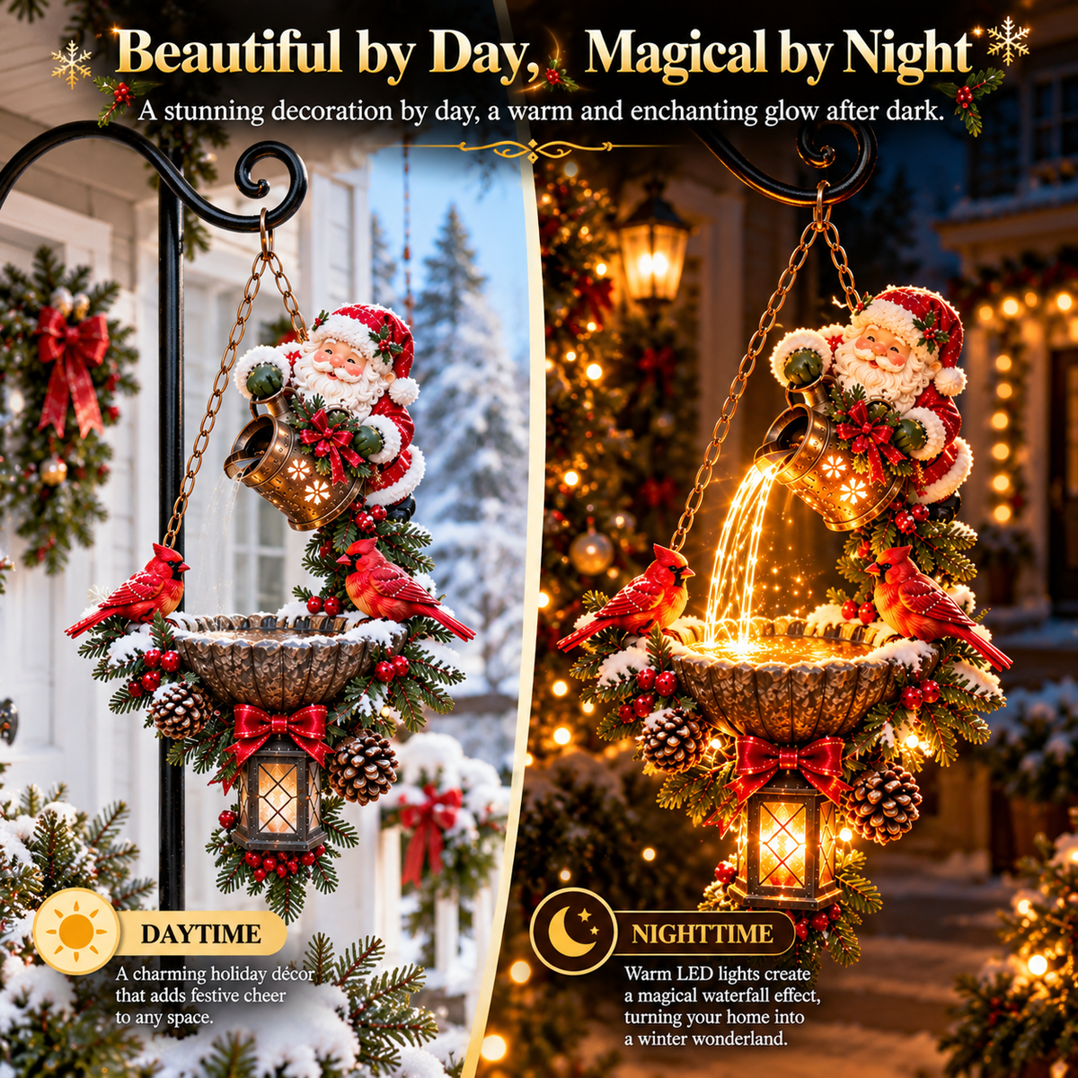 🔥Last Day 50% OFF-🎄 Santa’s Magical Light Pour – Cardinal Christmas Hanging Garden Lantern
