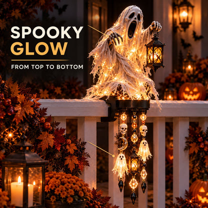 📍🎃 Halloween Character Glow Cascade Railing Lights – Pumpkin, Witch, Ghost & Black Cat