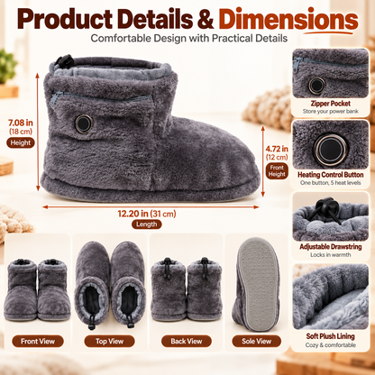 🔥 Heated Plush Slipper Boots – Cozy Warm Indoor Winter Slippers