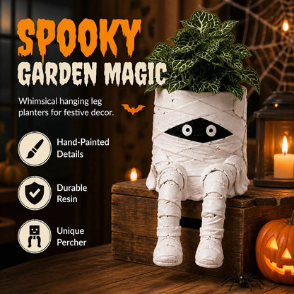 💯 49% OFF – 🎃 Halloween Hanging Leg Planter | Hand-Painted Resin Character Pot for Succulents, Shelves, Desks, Porches & Spooky Seasonal Displays 🪴