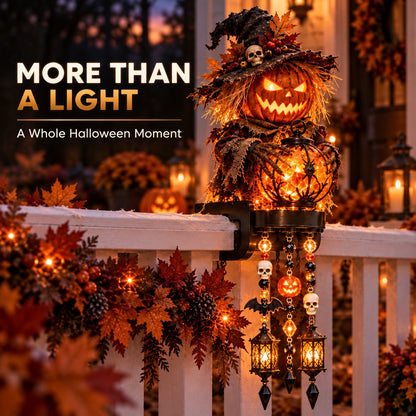 📍🎃 Halloween Character Glow Cascade Railing Lights – Pumpkin, Witch, Ghost & Black Cat