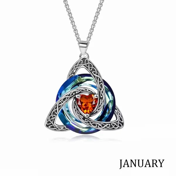 💎 12 Birthstone Celtic Knot Necklace for Women – Personalized Birth Month Jewelry Gift