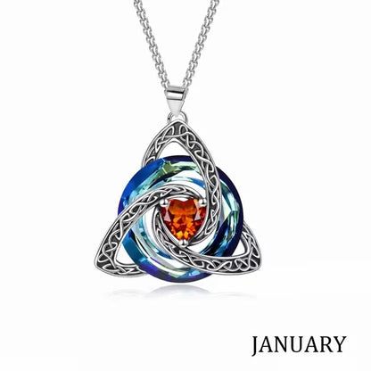 💎 12 Birthstone Celtic Knot Necklace for Women – Personalized Birth Month Jewelry Gift