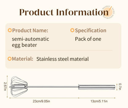 🥣Stainless Steel Hand-Push Rotary Whisk Food-Grade Rust-Resistant Kitchen Utensil