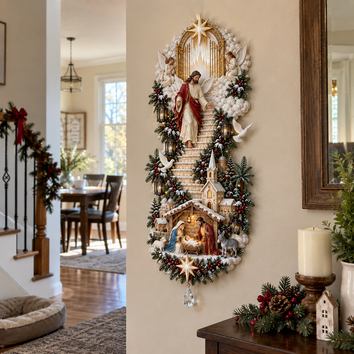 ✨ Last Day – 50% OFF!✨ Jesus Light of Heaven Christmas Wall Hanging✝️