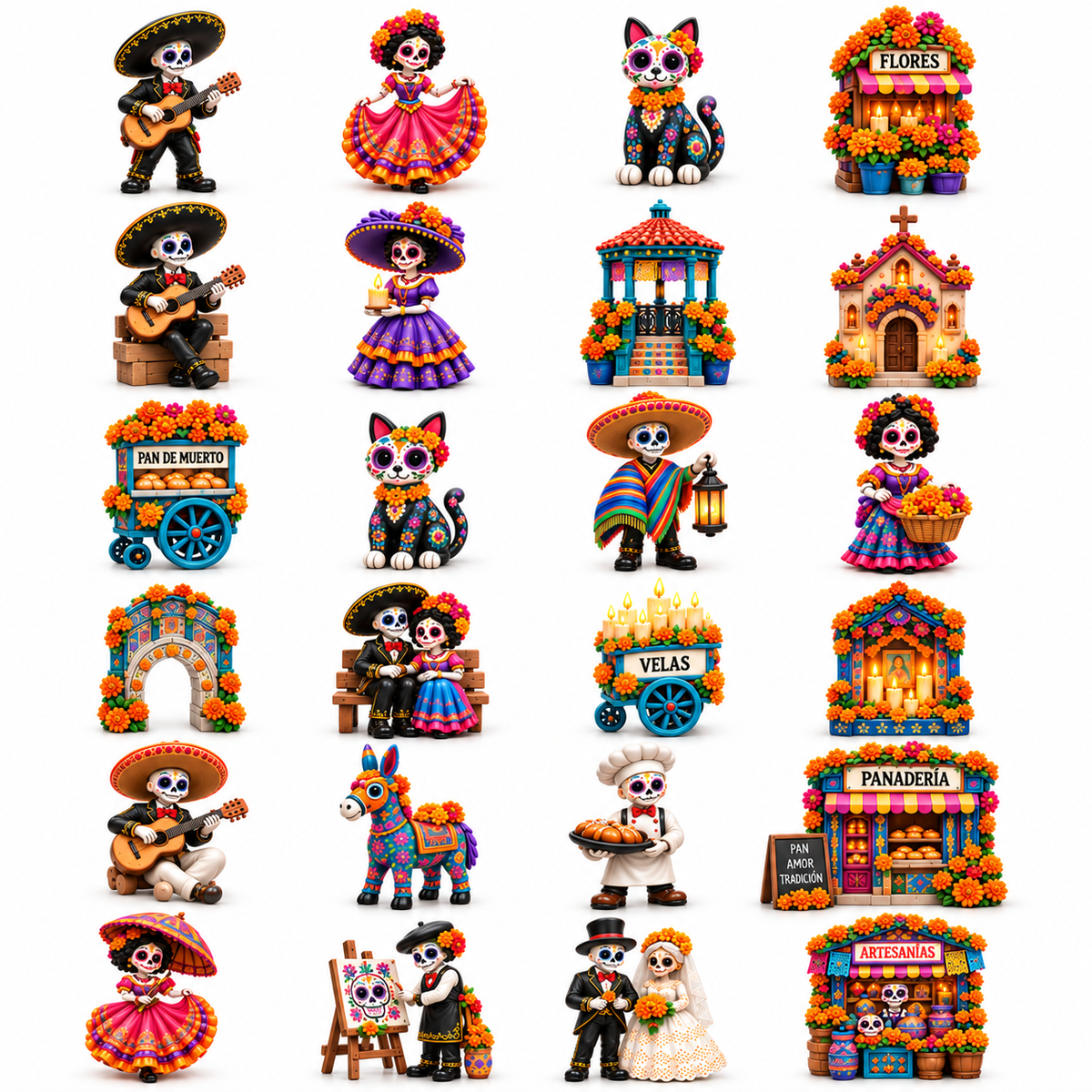 💀🌼24-Day Day of the Dead Collectible Countdown Calendar with 24 Unique Miniatures