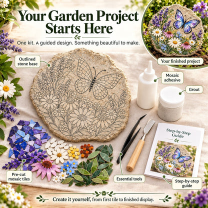 ⏳ Last Day 49% OFF – 🦋 Beginner-Friendly Butterfly Wildflower Mosaic DIY Kit | Complete Kit with Pre-Cut Tiles, Adhesive, Grout, Tools & Guide 🌼