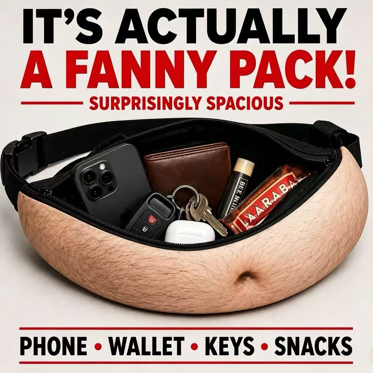 Funny Dad Bod Fanny Pack – Hilarious 3D Gag Gift Waist Bag