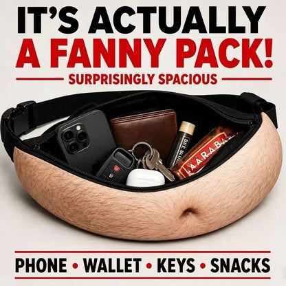 Funny Dad Bod Fanny Pack – Hilarious 3D Gag Gift Waist Bag
