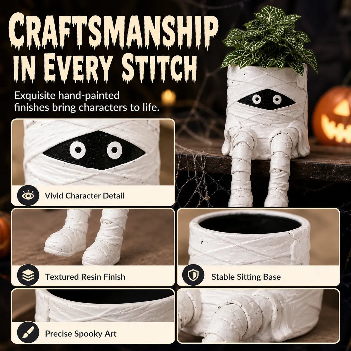 💯 49% OFF – 🎃 Halloween Hanging Leg Planter | Hand-Painted Resin Character Pot for Succulents, Shelves, Desks, Porches & Spooky Seasonal Displays 🪴