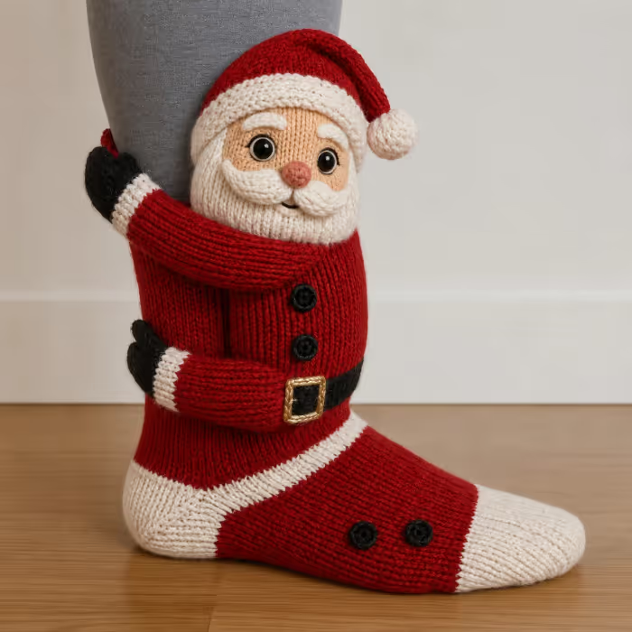 🎄 3D Hugging Christmas Character Socks – Cozy Knit Holiday Gift Socks