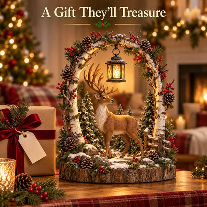 🦌 Woodland Reindeer Lantern – Lighted Christmas Tabletop Decor