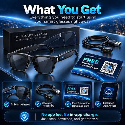 🌍👓 AI Smart Translation Glasses – 164+ Languages, Music, Calls & Everyday Wear