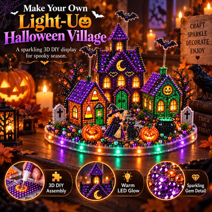 🎃 3D DIY Halloween Village Diamond Art Kit – Spooky Miniature Craft & Holiday Decor