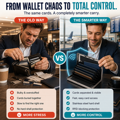 🔥RFID-Blocking Stainless Steel Card Wallet  🔒