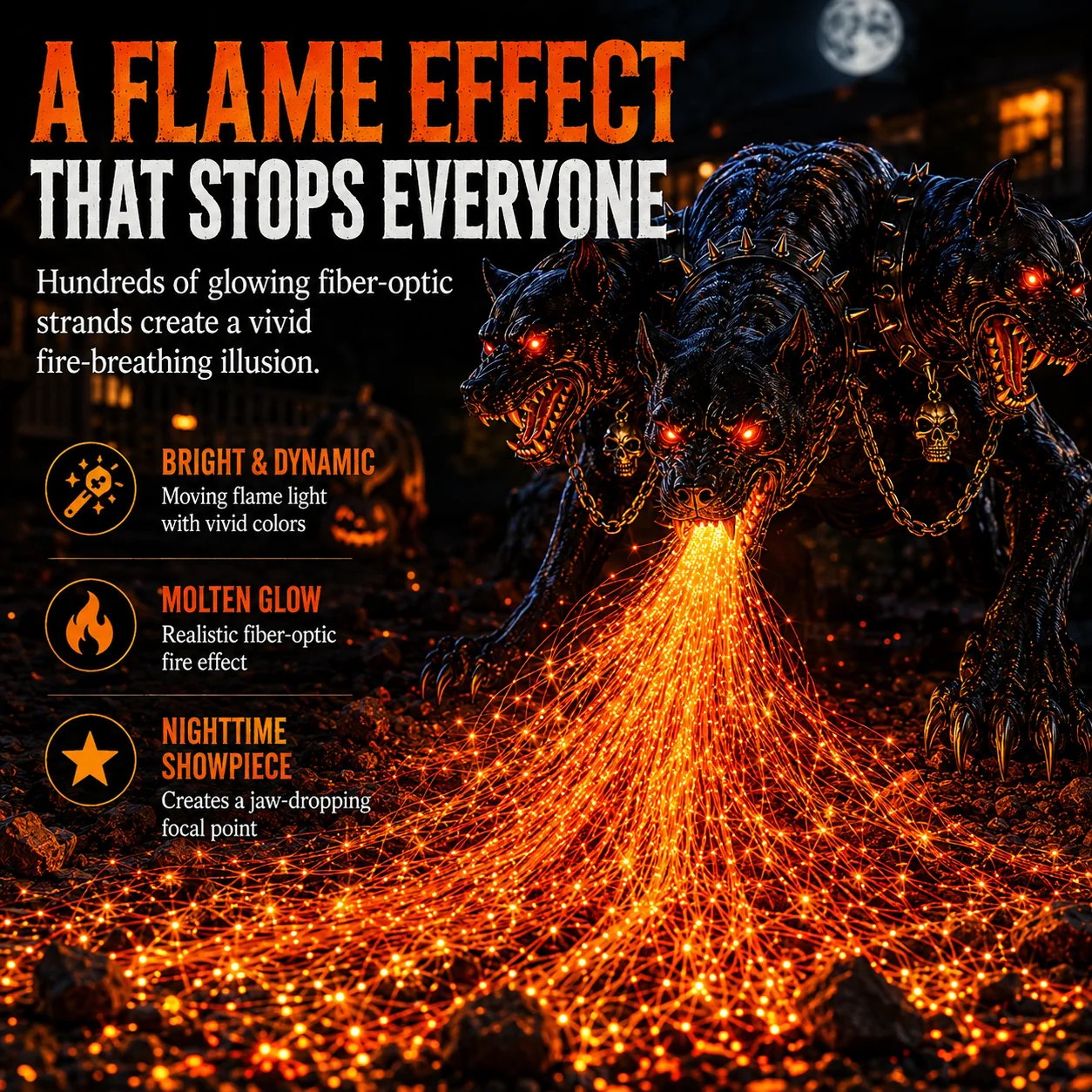 🎃 3-Headed Hellhound Halloween Light – Make Your Yard the One Everyone Remembers