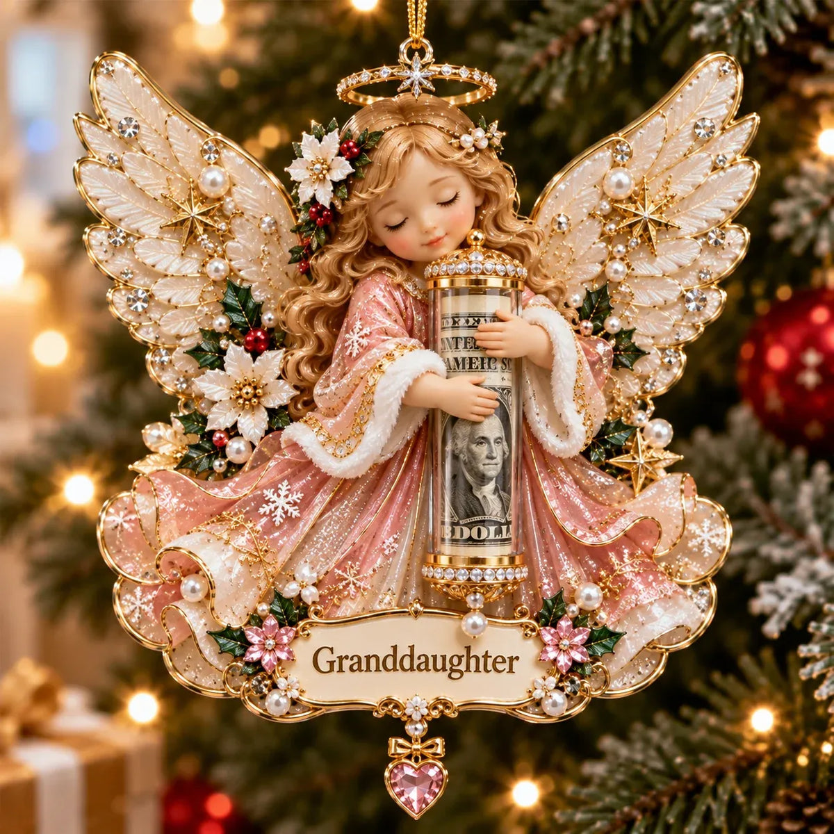 ⏰ LAST DAY SALE 49% OFF! 👼💵 3D Angel Christmas Cash Gift Ornament – Holiday Money Holder Keepsake ✨