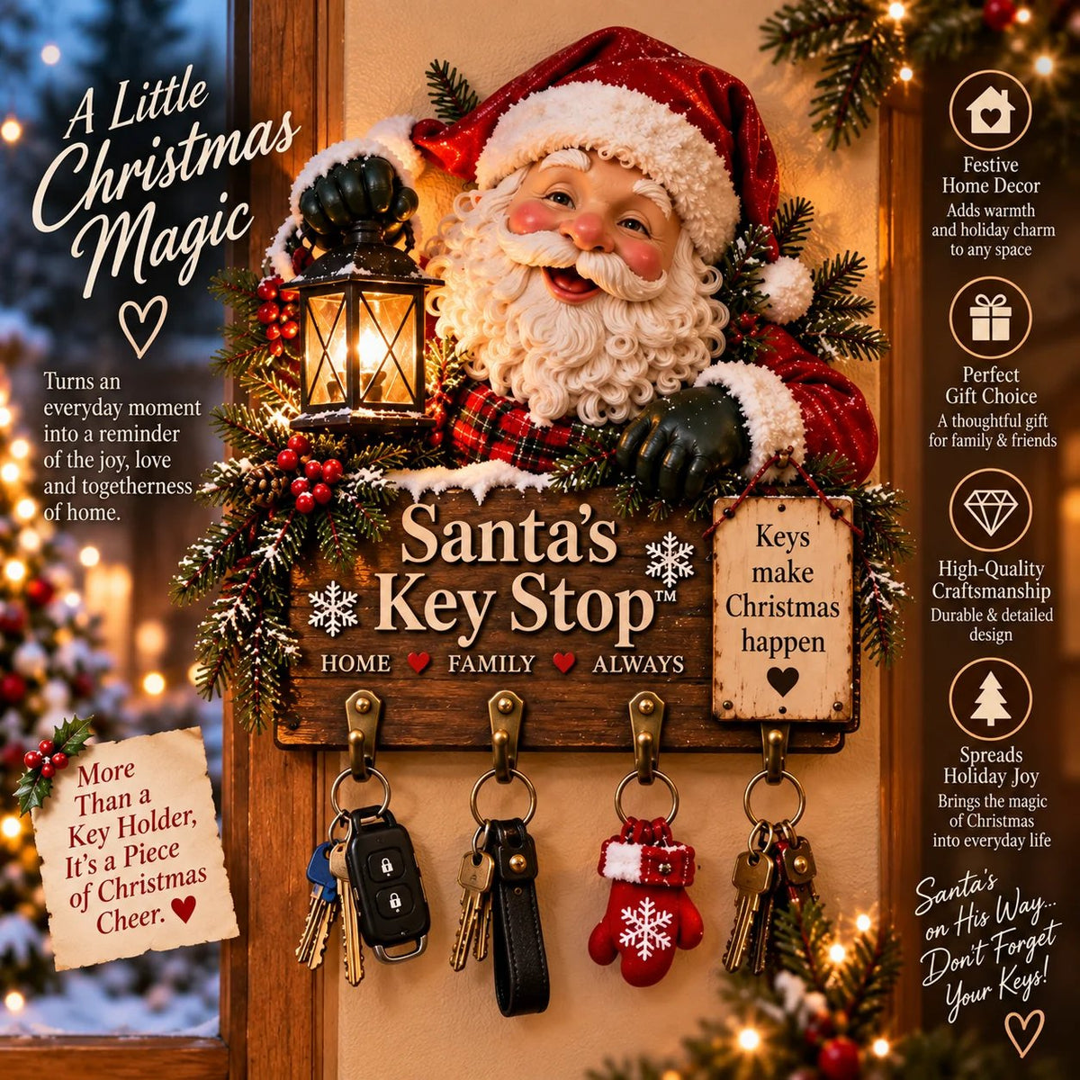 ✨Welcome Key Holder™– Lighted Christmas Entryway Wall Decor