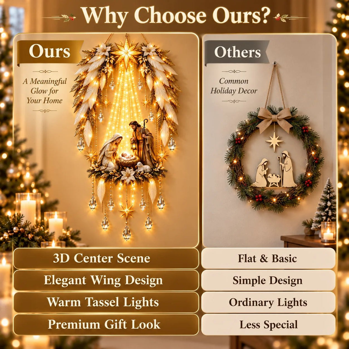 ✨Last Day 49% OFF✨✝️ Angel Wings Faith Nativity – Lighted Holy Birth Wall Decor
