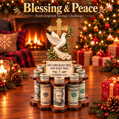 🙏 Bible Verse Savings Challenge Stand – Christian Cash Organizer & Faith-Inspired Gift