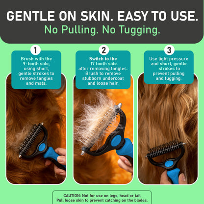 Professional Double-Sided Pet Grooming Rake ✨ Undercoat Deshedding Tool for Dogs & Cats 🐶🐱