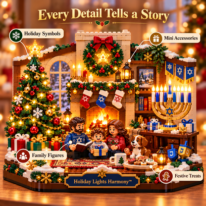 🥰Hot Sale🎄 Holiday Lights Harmony™ – Christmas & Hanukkah Light-Up Family Building Set