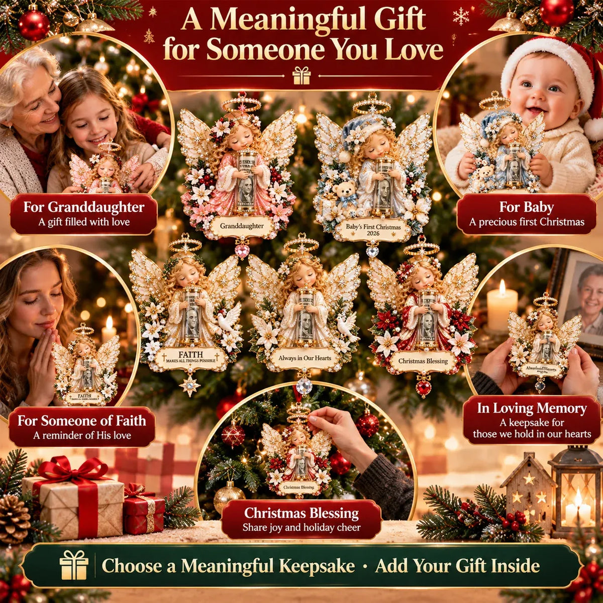 ⏰ LAST DAY SALE 49% OFF! 👼💵 3D Angel Christmas Cash Gift Ornament – Holiday Money Holder Keepsake ✨