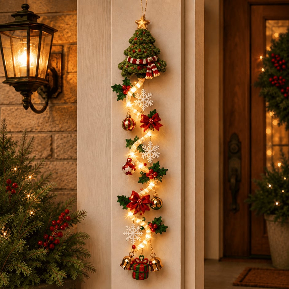 🎄Light‑Up Glowing Christmas Door Hanger ✨ Festive Home Decor