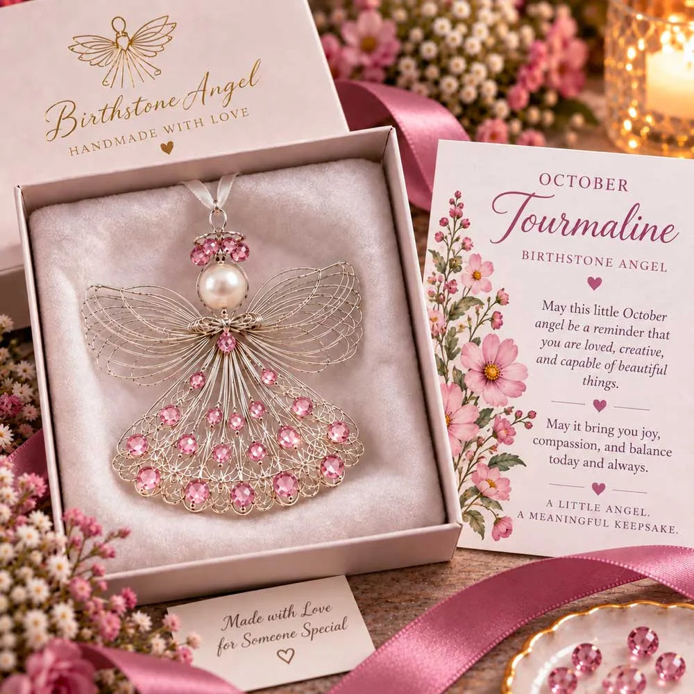 👼Handmade Birthstone Angel Wire Ornament |12 Meaningful Birthstone Colors with Keepsake Card ✨