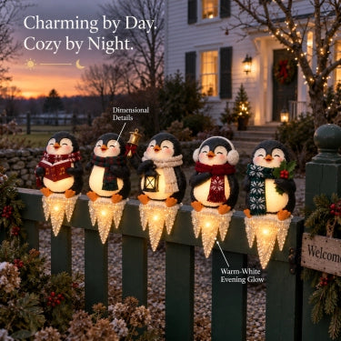 🎁Last Day 49% OFF🎄Lighted Penguin Icicle Window Ledge Set